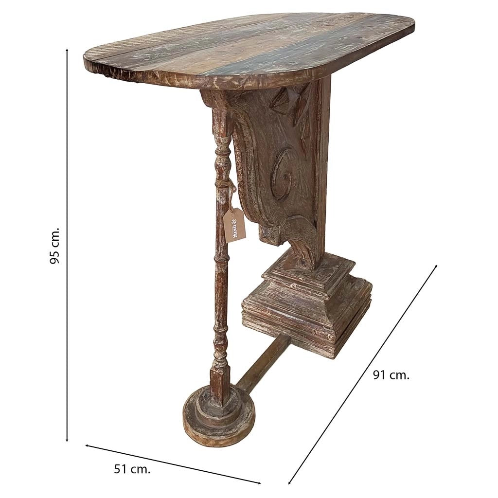 Mobile da ingresso artigianale in legno marrone 91x51x95h cm