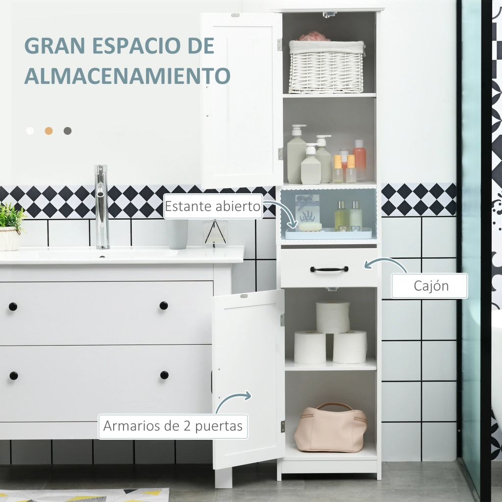 Colonna Bagno con Ante e Cassetto ¨C Zephmum ¨C Bianco 40x30x164 cm