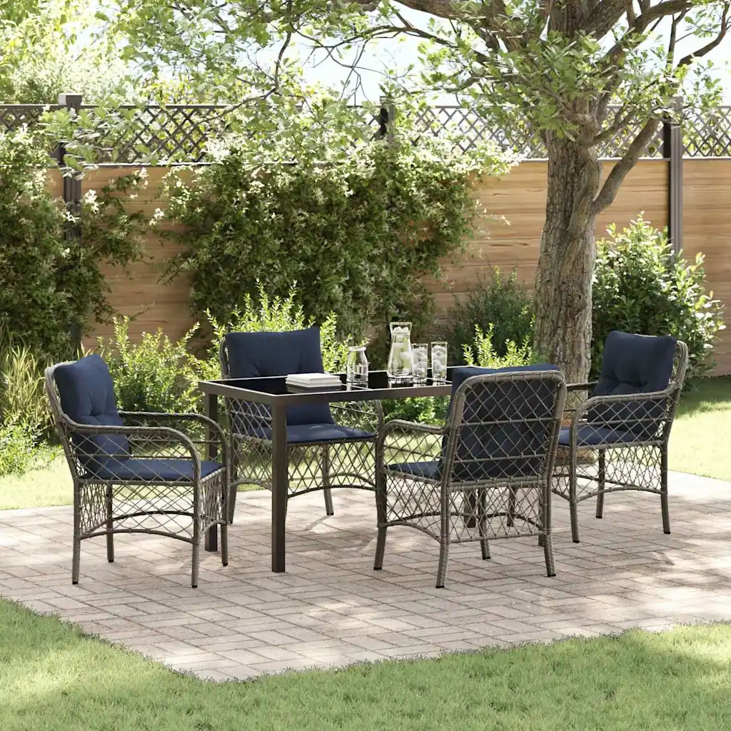 Set da Pranzo per Giardino 5 pcs Grigio e Nero Rattan 3380248