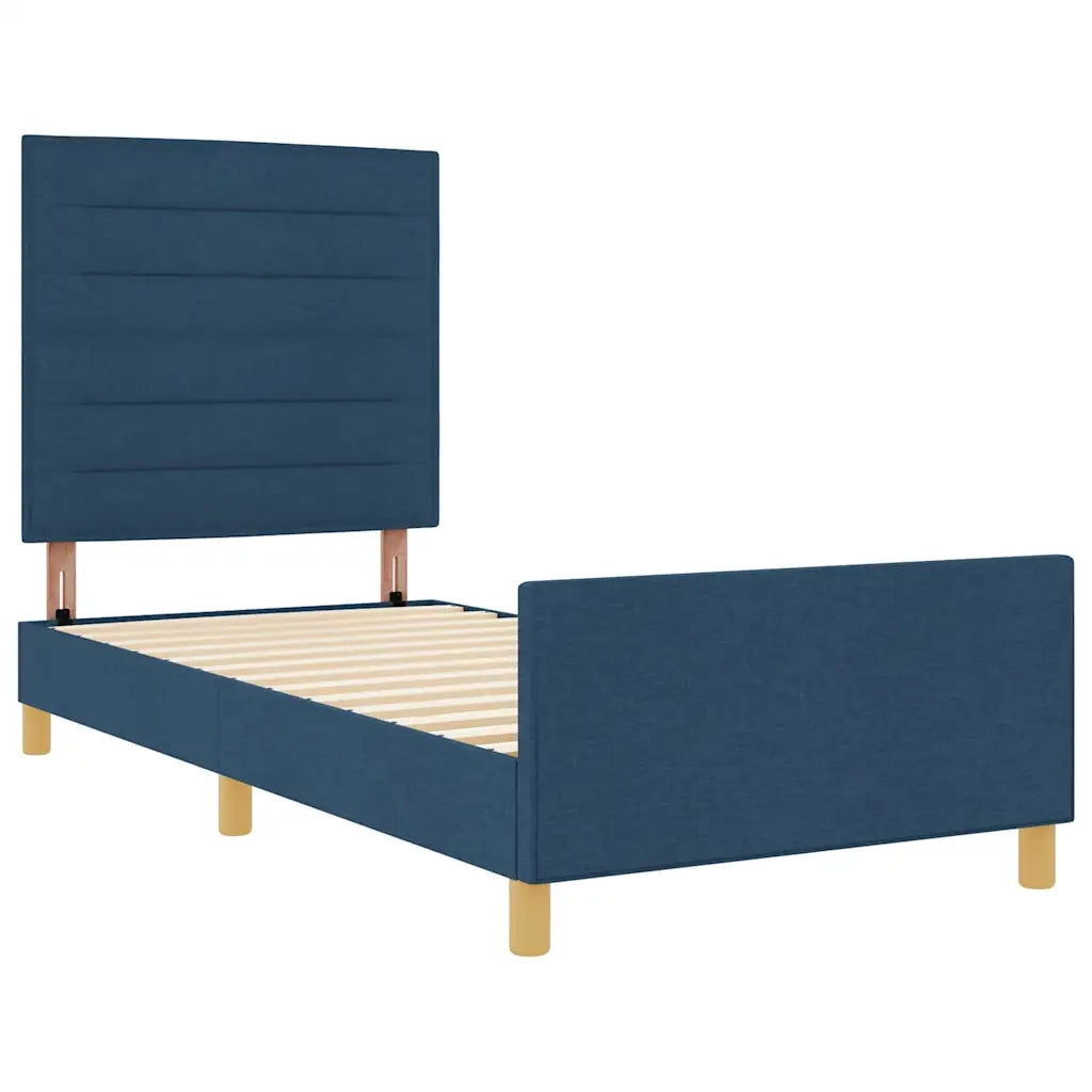Struttura del letto con testiera Blu 90 x 190 cm Tessuto