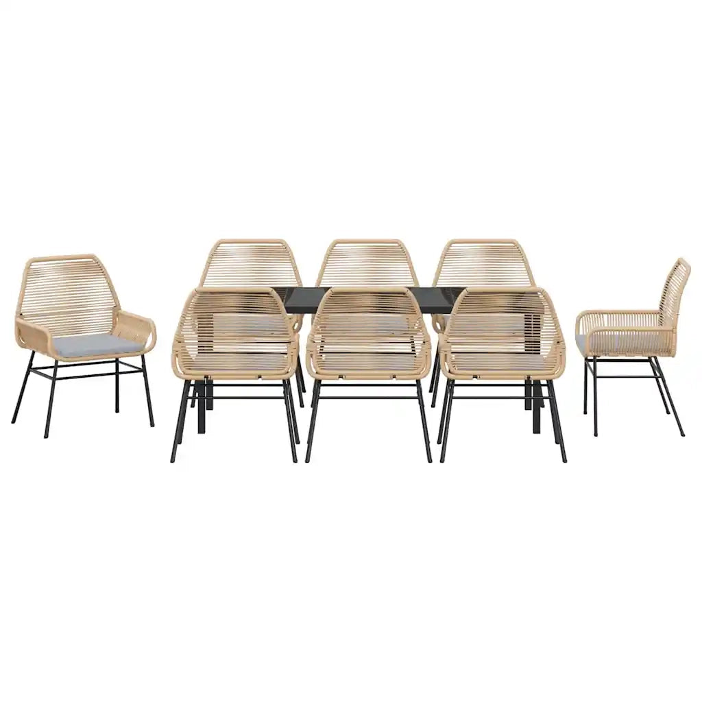 Set da Pranzo per Giardino con cuscino 9 pcs Marrone polyrattan 3380882