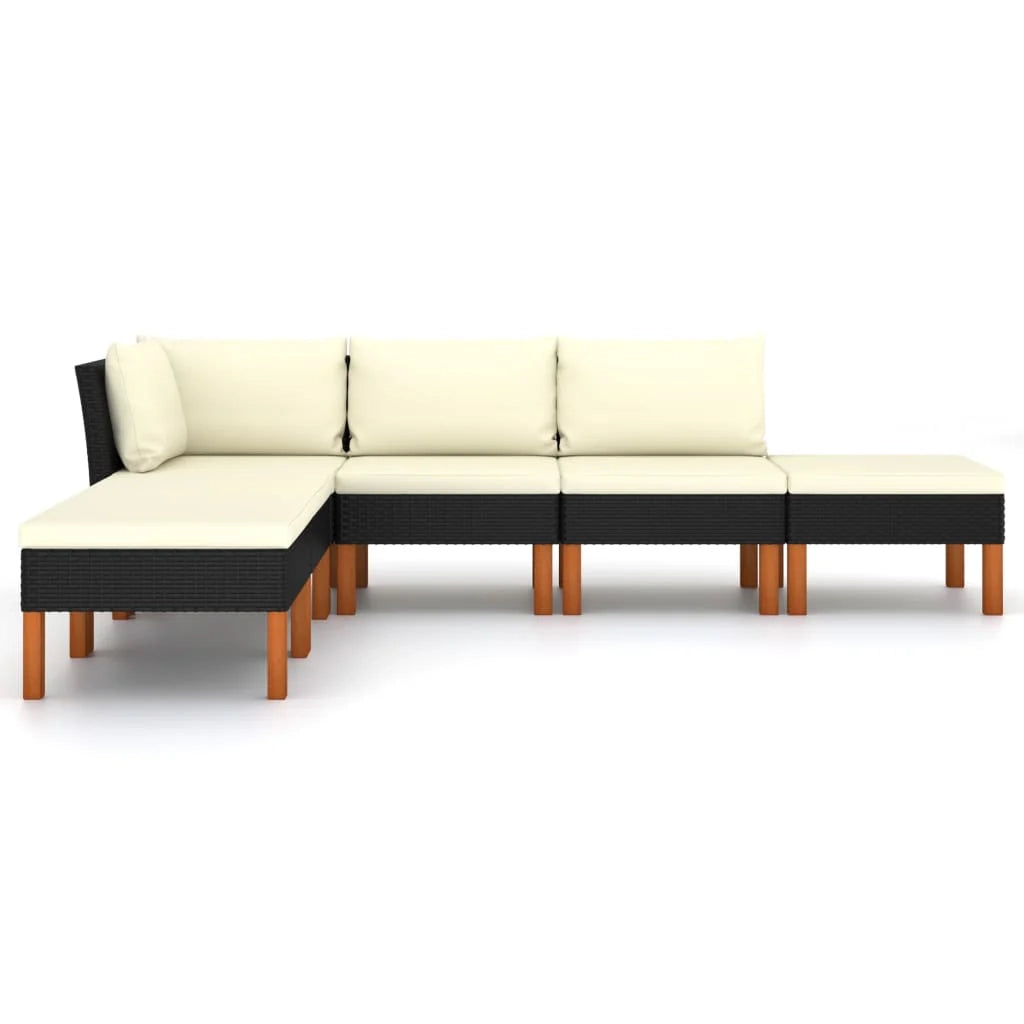Set di mobili da giardino mobili da esterno set da 6 pezzi con cuscini resina intrecciata nera 02_0016912