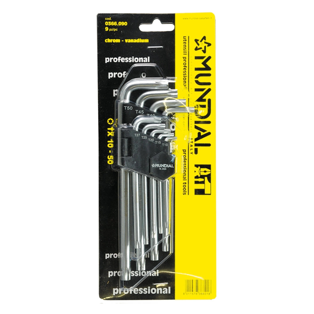 CHIAVI TORX IN SERIE CON FORO (T10-T50) 9 pezzi  - MUNDIAL