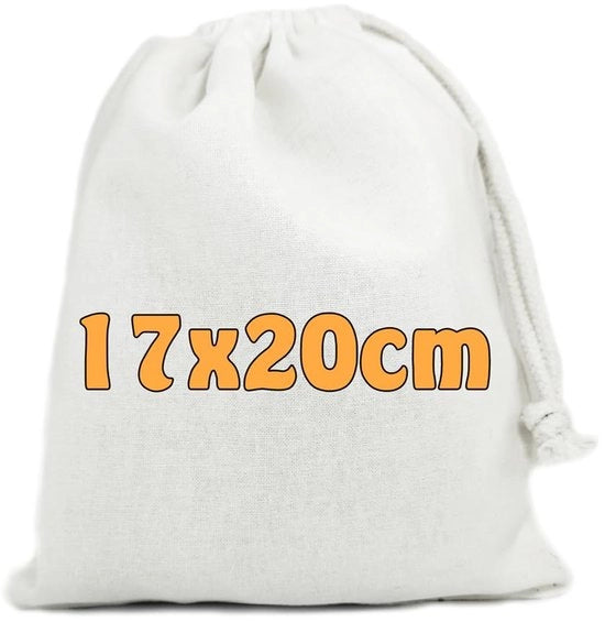 Set di sacchetti in cotone con cordino - ideale per il fai da te e la confezione di regalo - set da 25 - 100% cotone - 17 x 20 cm