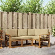 Set di divani da esterno con cuscino 4 pcs Naturale e Beige 3366336