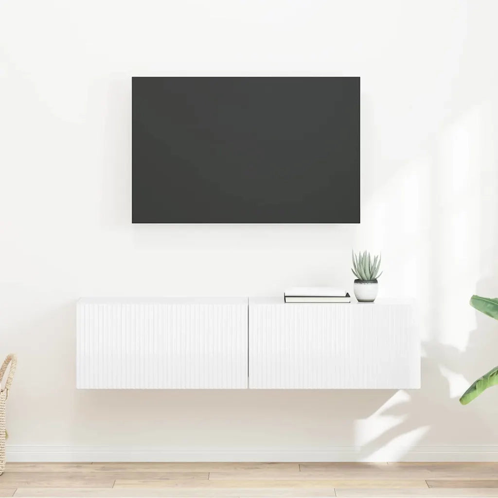 Mobile TV da parete 2 pcs Bianco Lucido 60 x 31 x 29,5 cm 892198