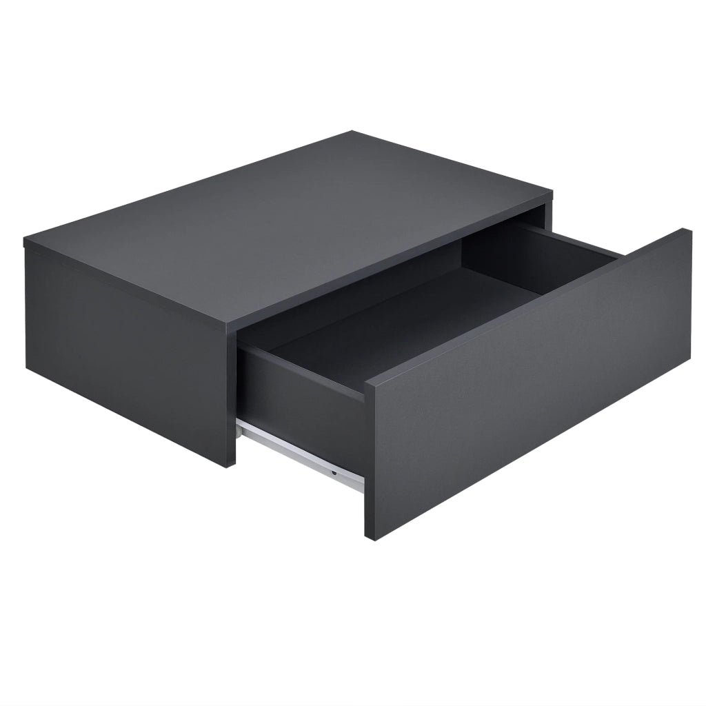 Set di due mensole da parete per camera da letto con 2 cassetti effetto cemento grigio scuro 46 ​​x 30 x 15 cm 03_0007099