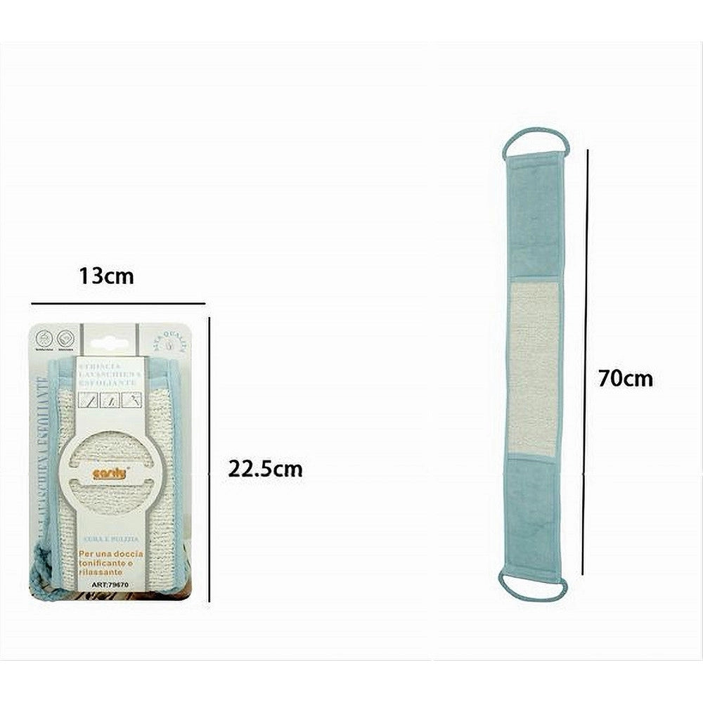 Trade Shop - Fascia Spugna Lavaschiena Esfoliante Bagno Doccia Striscia Lava Schiena Azzurro 79670 -