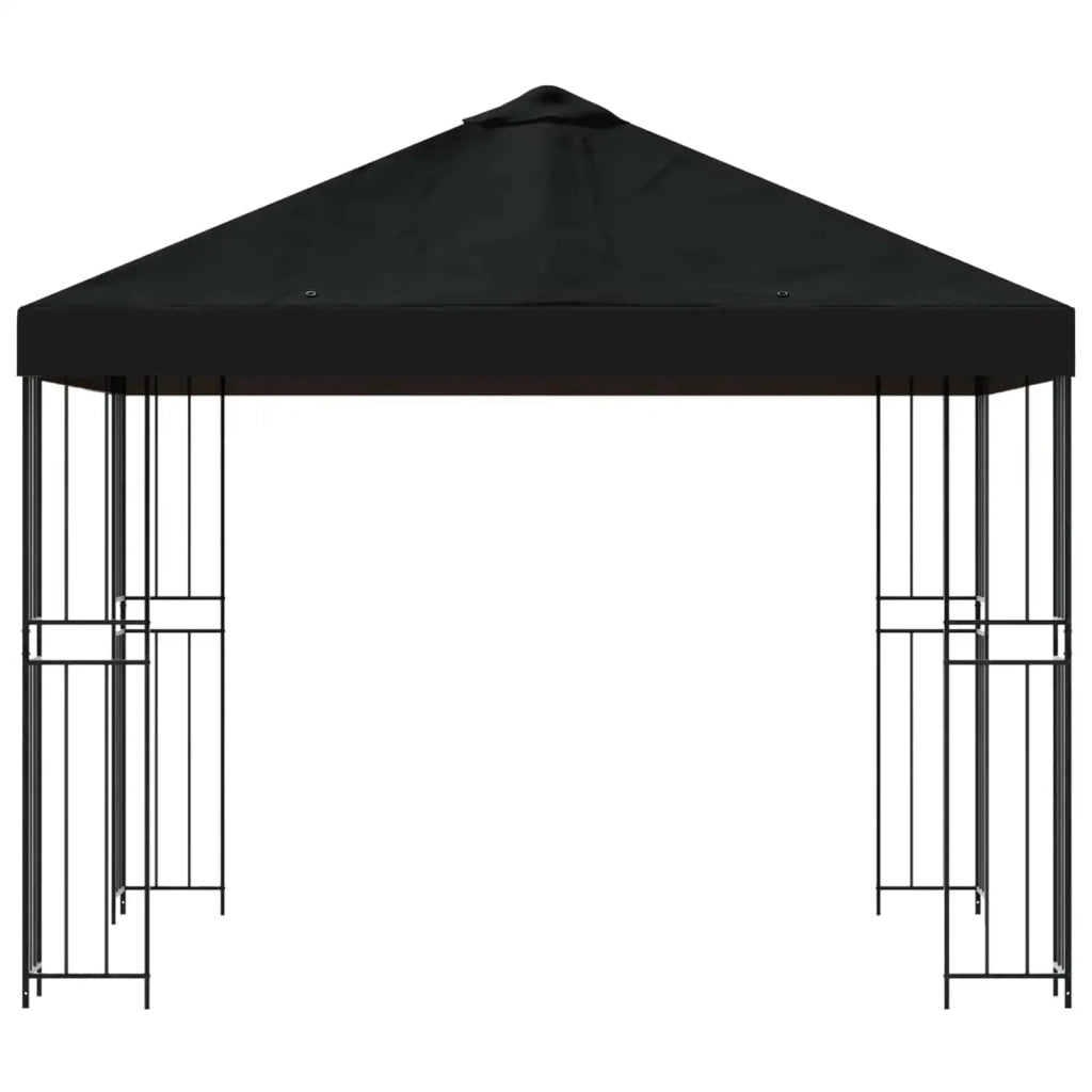 Gazebo | Pergolato 3 x 3 m Nero Poliestere e Acciaio 190 gsm