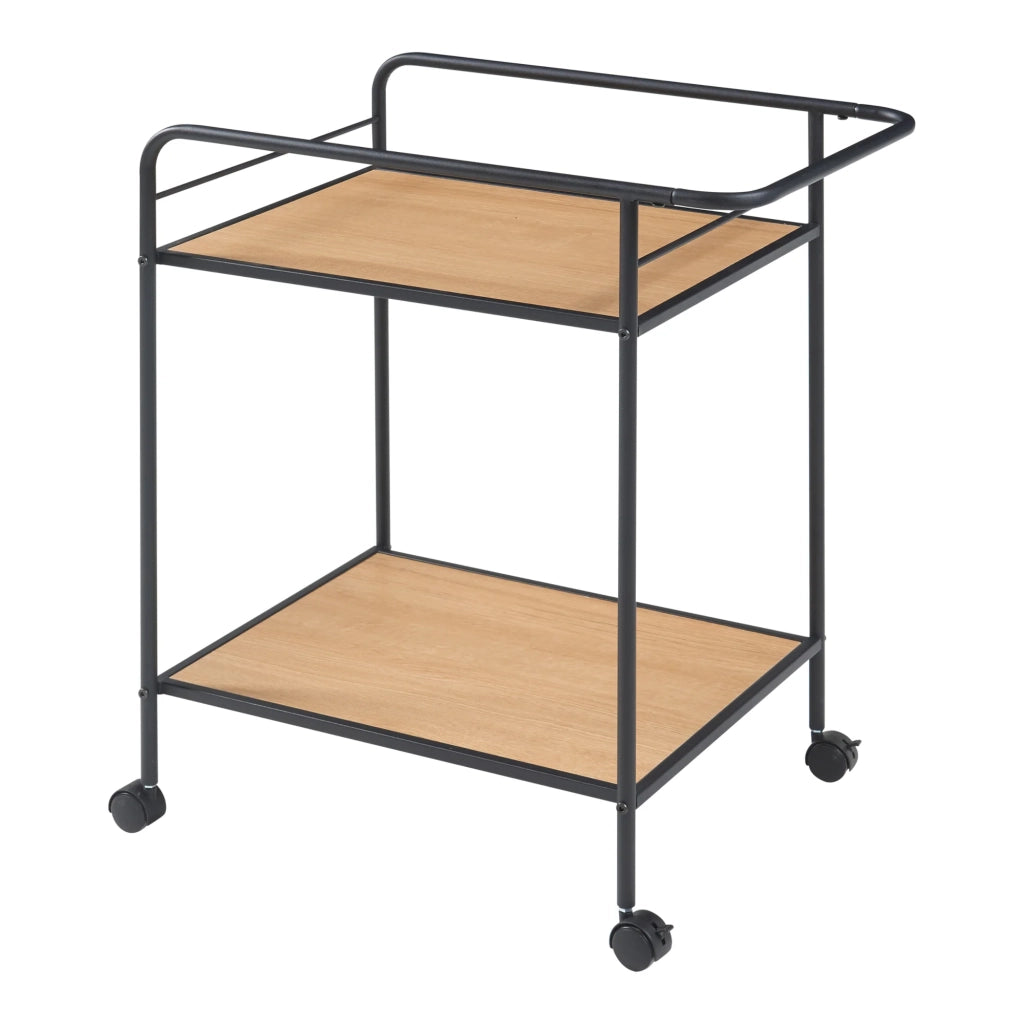 Carrello di servizio mobile contenitore per cucina/soggiorno con 2 ripiani in metallo 72 x 62 x 45 cm MDF beige 03_0009224