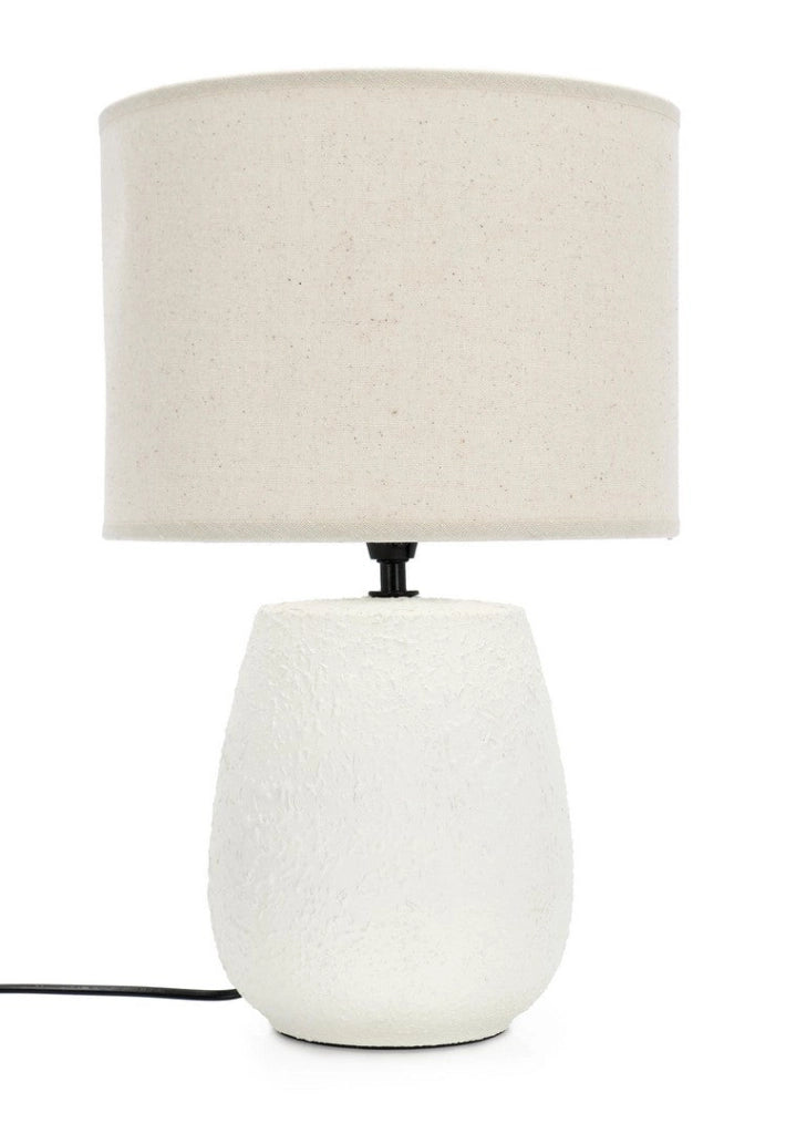 Lampada da Tavolo con Base in Ceramica e Paralume in Lino - MEI-HSUAN