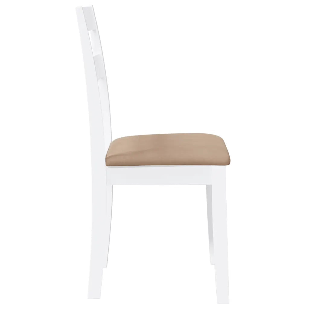 Sedie da Pranzo con Cuscini 2 pz Bianco Legno Massello di Hevea