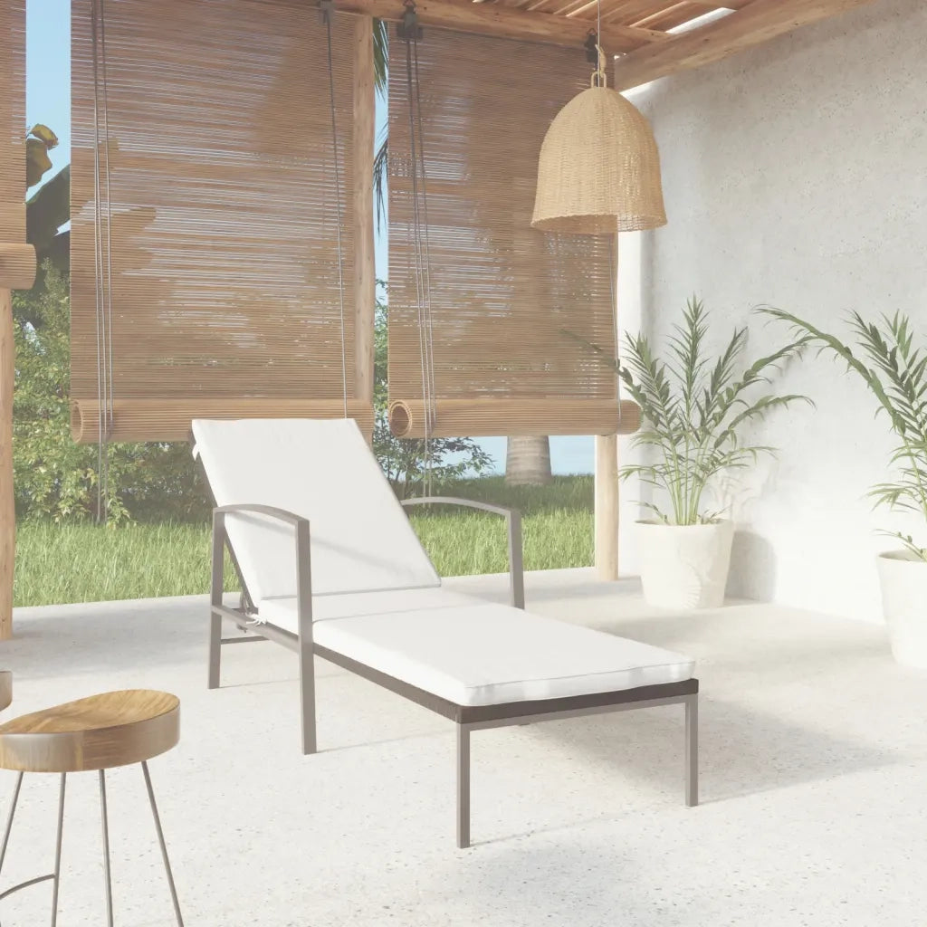 Lettino Prendisole | Sdraio da giardino | Lettino da sole da Giardino con Cuscino in Polyrattan Nero
