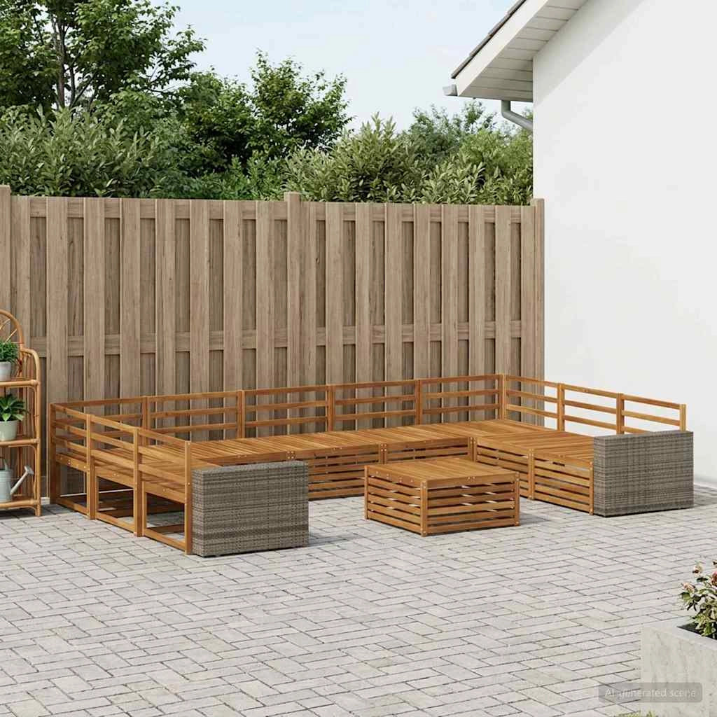 Set di divani da esterno 10 pz Naturale 3383877
