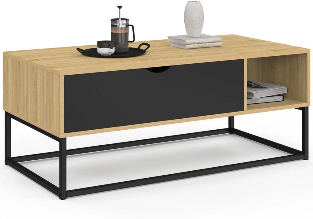 Tavolino BOSTON con contenitore dal design industriale