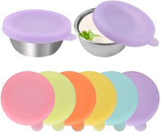 Set di 6 Contenitori per Salsa di Insalata Riciclabili, Ciotole di Acciaio con Coperchio in Silicone, Ideali per Snack, Dips e Insalate, 50ml
