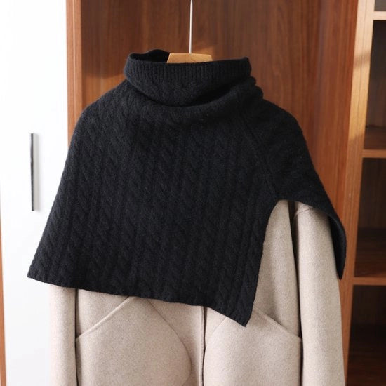 Sciarpa per donne Copricapo caldo Maglione a intrecciatura a maglia Collo a intrecciatura a maglia con pompon Cappuccio rimovibile con sciarpa a giro collo Cappotto a giro collo con merletto - Nero - Unico taglia