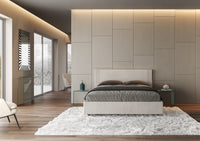 Letto Matrimoniale 160x210 cm con Rete e Contenitore con Testata e Alzata Comoda Imbottito in Tessuto Labirinto Rosal