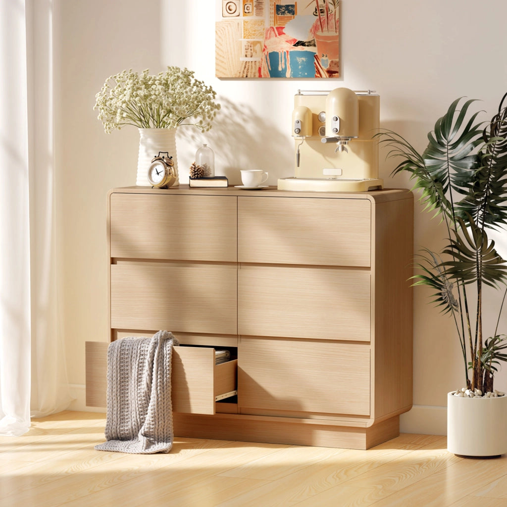 Cassettiera con 6 cassetti ¨C zephmum ¨C legno naturale 100x40x80