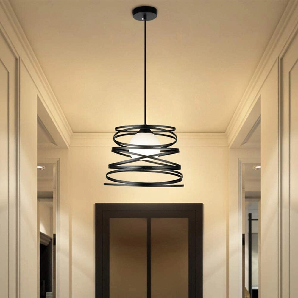 Lampadario a Sospensione Moderno con Paralume fasce in Metallo Ferro Intrecciate