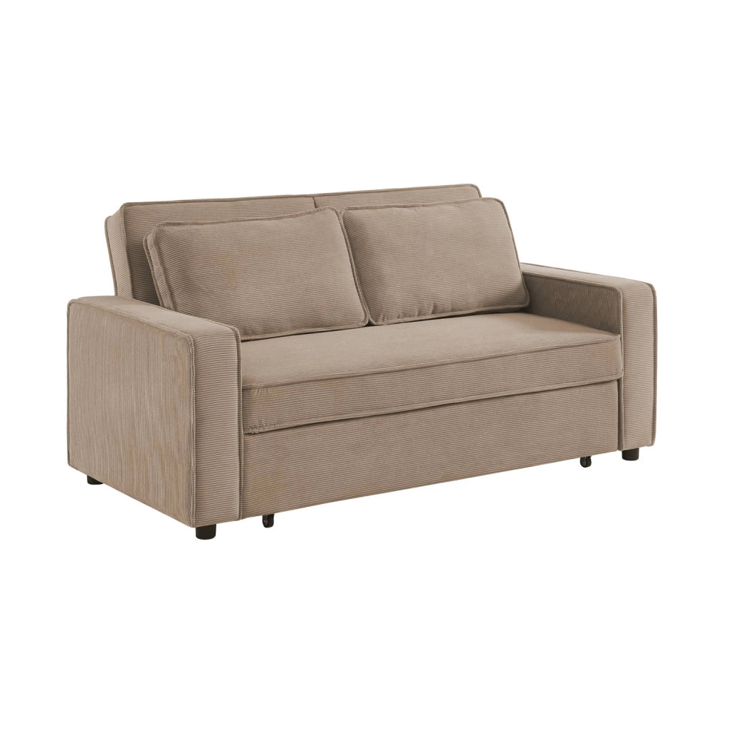 Divano letto in velluto a coste, 3 posti, beige