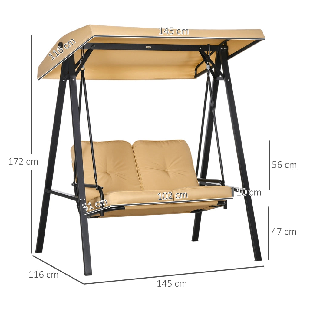 Dondolo da Giardino 2 Posti ¨C zephmum ¨C Tessuto Beige e Acciaio 145x116x172 cm