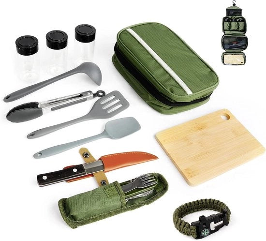 Set di cucina da campeggio con tasca impermeabile - Ideale per attività all'aperto