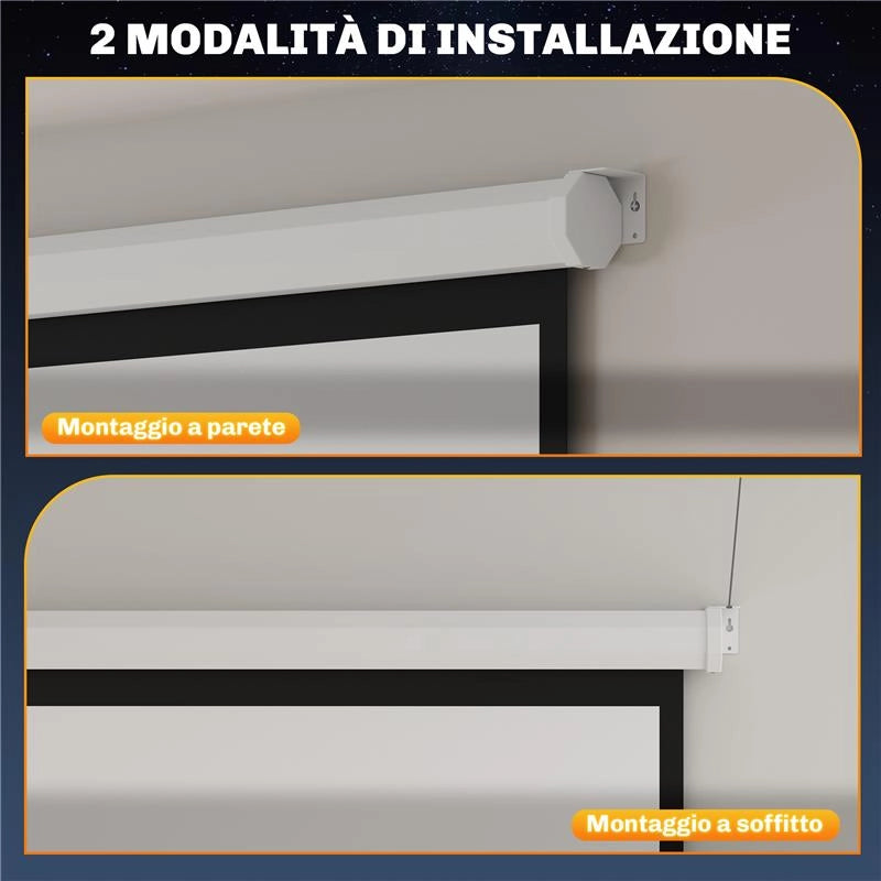 TELO PROIETTORE MOTORIZZATO DA 85" CON TELECOMANDO, IN PLASTICA E METALLO 176.5X8X176.5 CM BIANCO