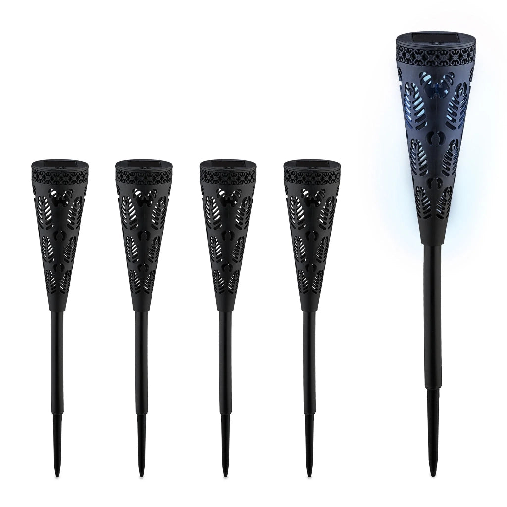 Set di 2 lampade solari decorative a forma di torcia da giardino 41 x 7 cm in plastica nera 13_0013660