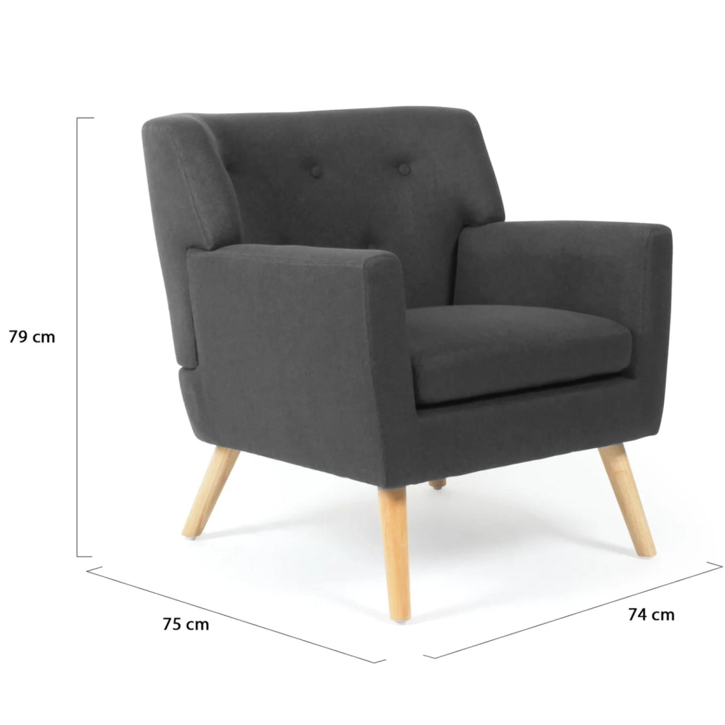 IDMarket - Poltrona scandinava in tessuto grigio antracite LIV