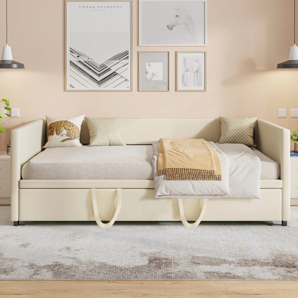 Divano‑letto multifunzione crema in velluto, meccanismo con ruote, montaggio veloce, divano trasformabile per appartamento