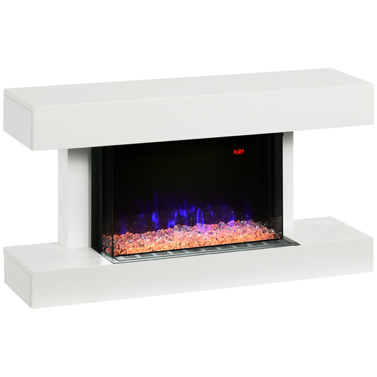 Camino Elettrico da Parete 98x27x54,5 cm Effetto Fiamma 2000W Bianco