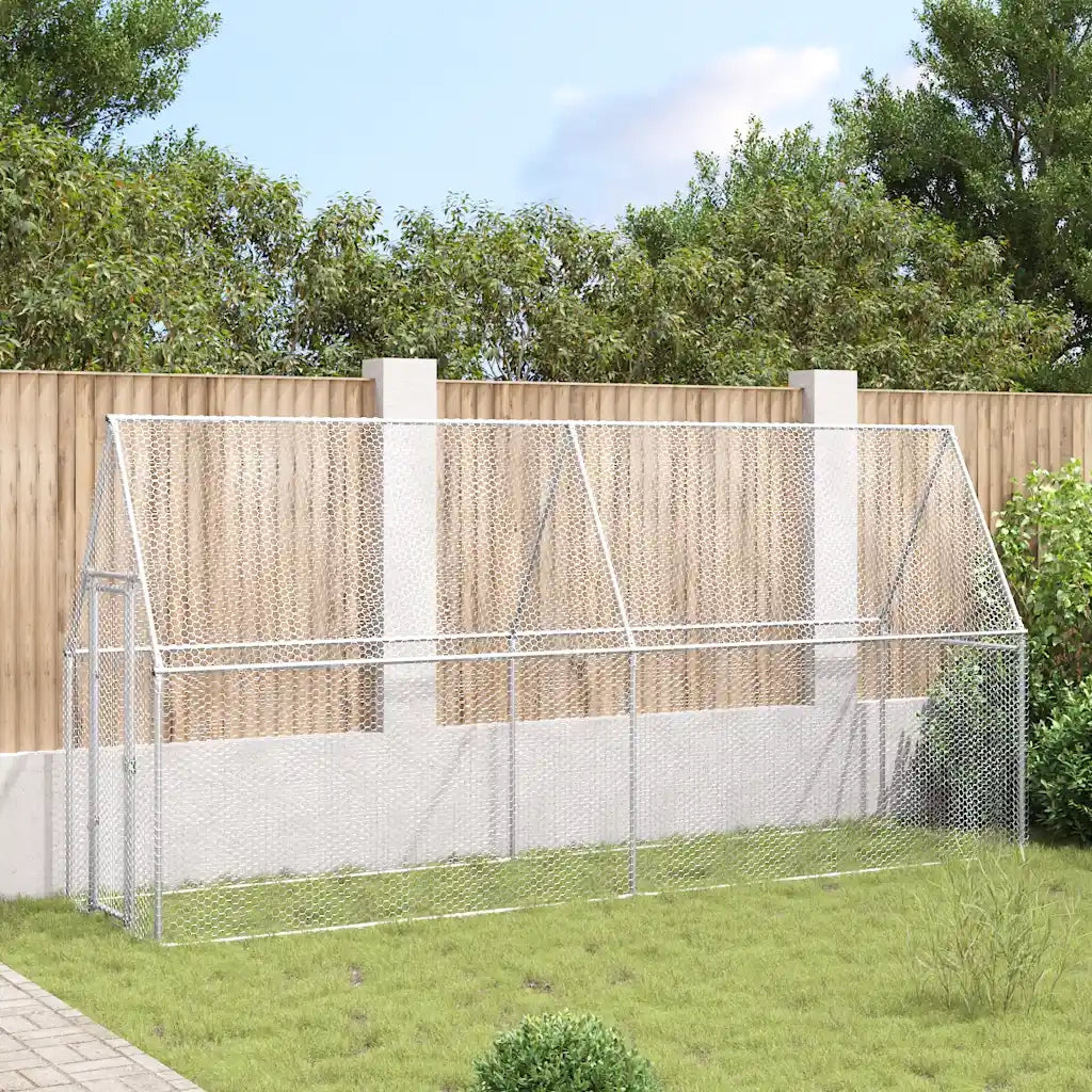 Gabbia per Polli Argento 400x100x190 cm in Acciaio Zincato CFW3624011