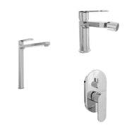 Set miscelatori lavabo alto bidet miscelatore doccia con deviatore cromato | Margot