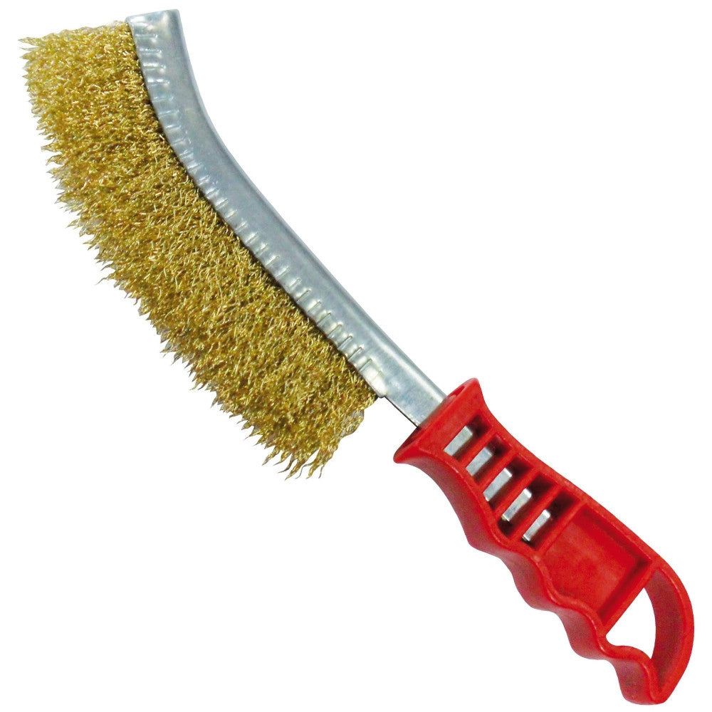 Trade Shop - Spazzola Metallica Curva Per Ferro Smeriglia Acciaio Ottonato Per Barbecue -