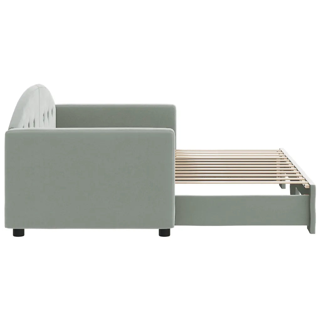 Divano Letto con Letto Estraibile Grigio Chiaro 80x200 Velluto 3197294