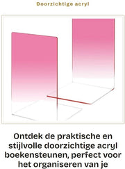 Sostegni per libri Antiscivolo - Sostegni per libri in acrilico - Organizzatore per libri - Organizzatore da scrivania - Cassettiera per ufficio - Materiale acrilico resistente - Sostegni per libri con base antiscivolo