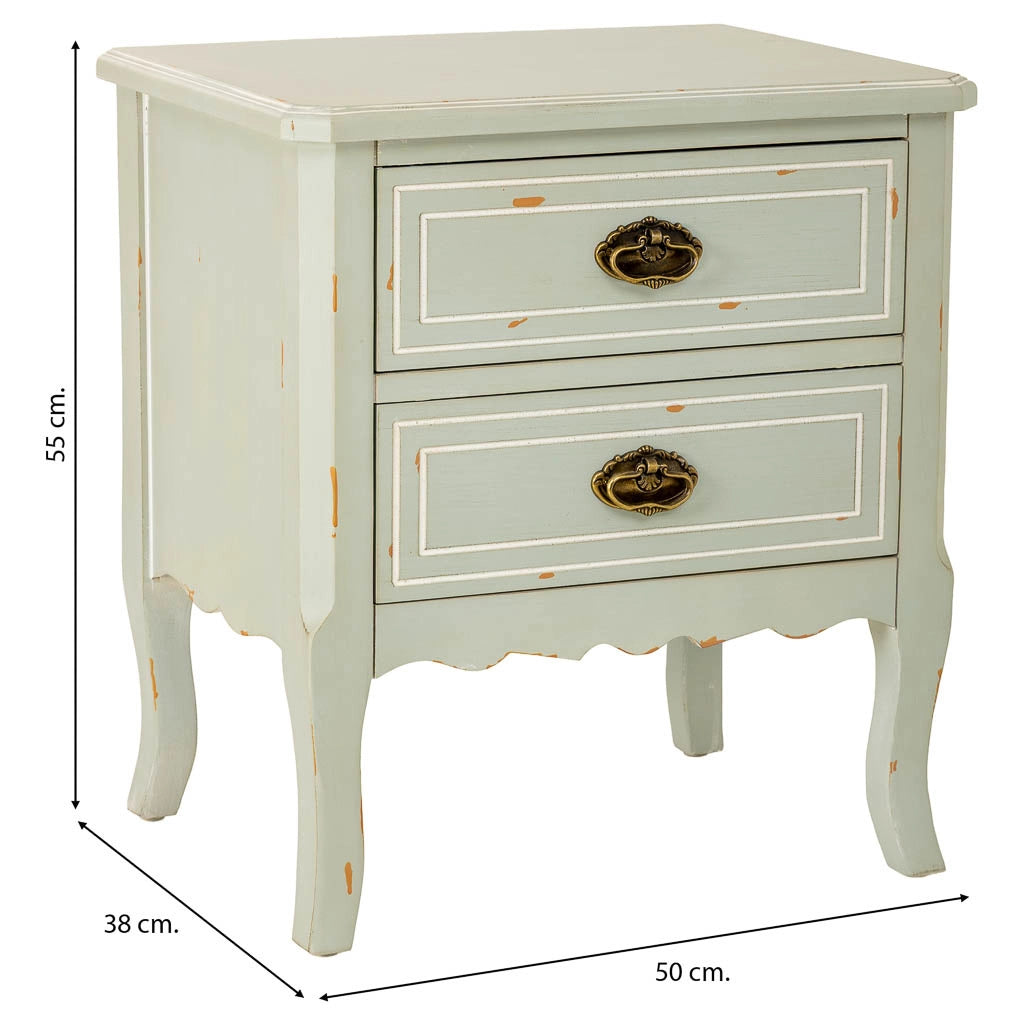 Comodino in legno con due cassetti 50x38x55h cm