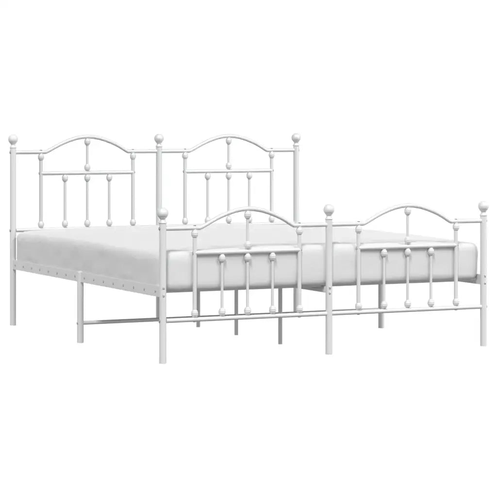 Giroletto con Testiera e Pediera-Struttura Letto Metallo Bianco 183x213 cm 345870