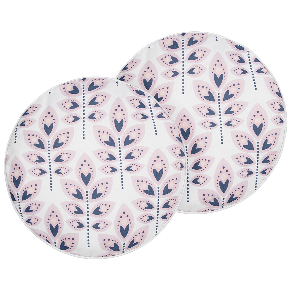 Set di 2 cuscini da giardino in poliestere beige ⌀ 40 cm Cuscino da lancio rettangolare con motivo a foglia dal design moderno