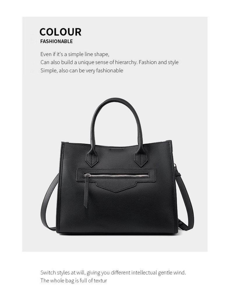 Borsa a tracolla da donna in vera pelle nera