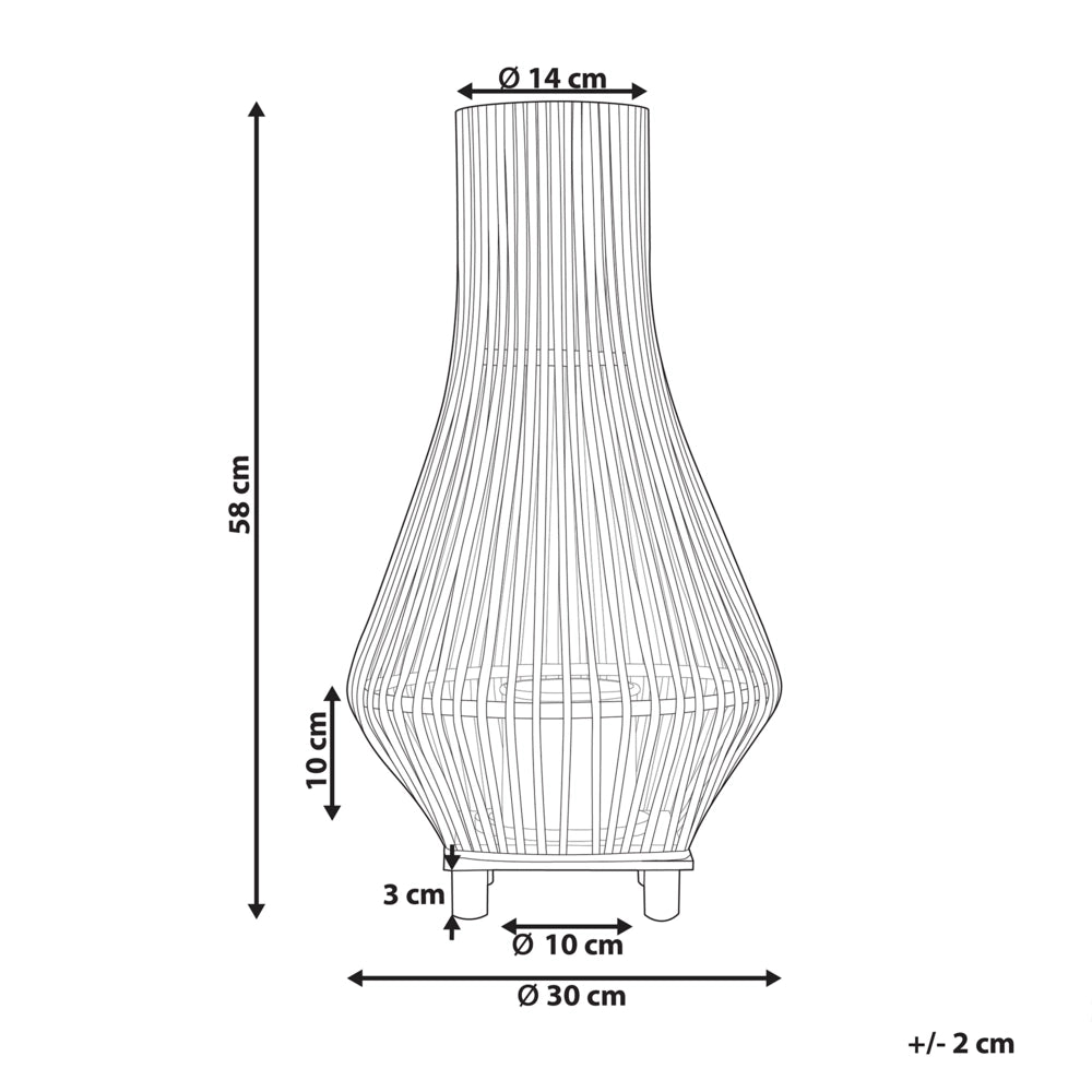 Lanterna in legno di bambù nero e vetro 58 cm stile boho soggiorno sala da pranzo