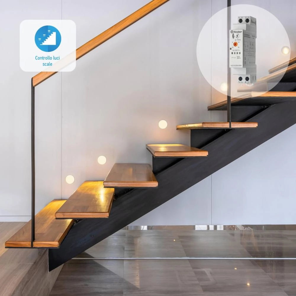 finder 14.01.8.230.0000 serie 14relè luce scala 4 funzioni din 220v multifunzione