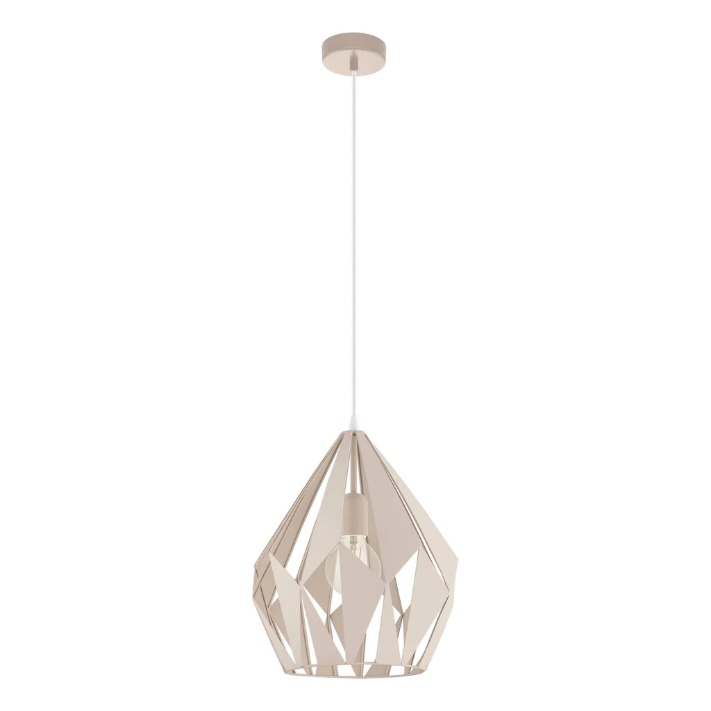 Lampadario A Sospensione Vintage Carlton-P Acciaio Albicocca Pastello 1 Luce E27