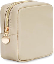 Borsa di Trucco Mini per Donne - Borsa con Tasche di Inserimento in Pelle Ecologica e Vegan - Ideale per Borse a Mano e Viaggi - Beige