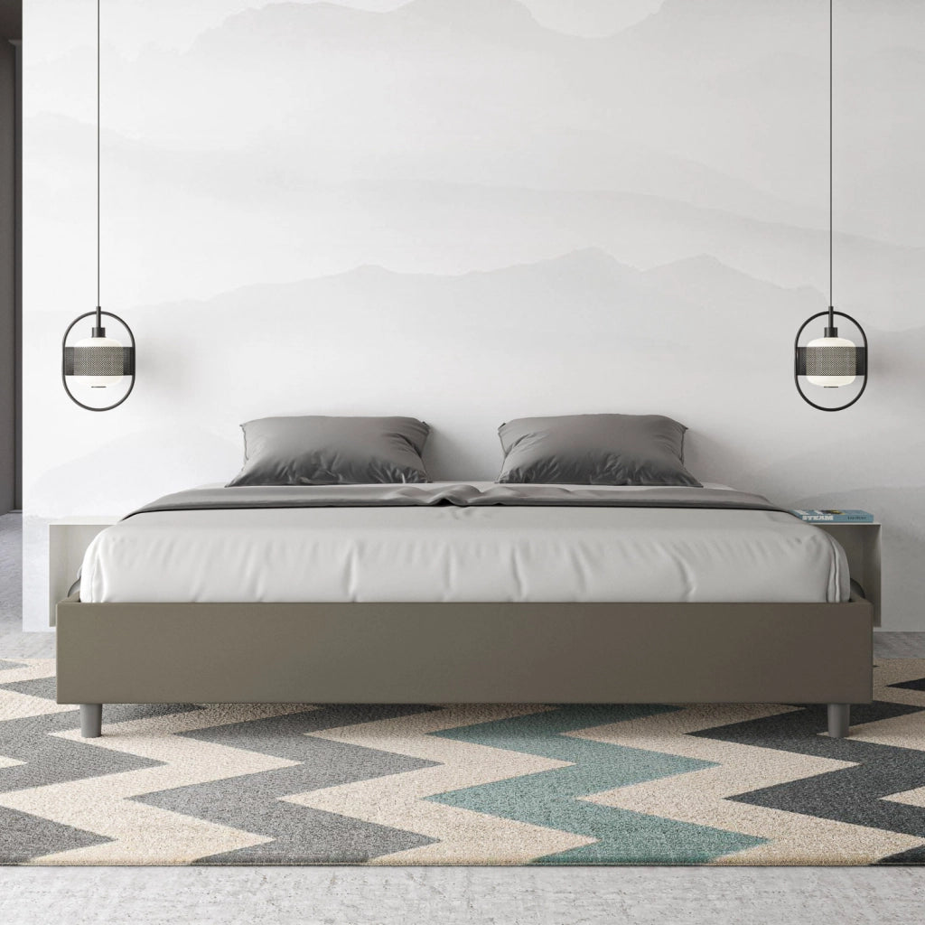 BS COM Letto matrimoniale king size senza rete imbottito 200x210 similpelle cappuccino