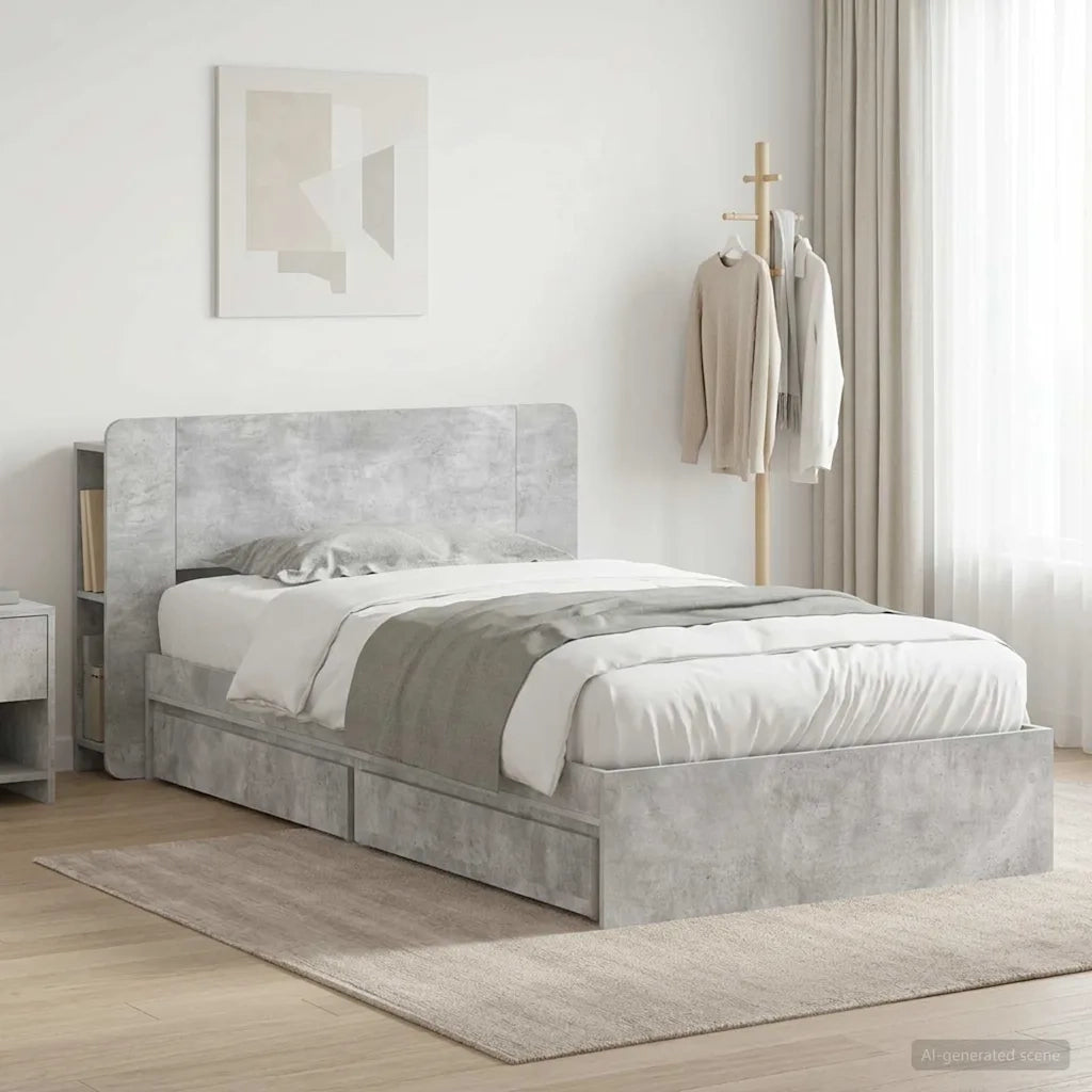 Telaio del letto con storage Grigio Cemento 75 x 190 cm