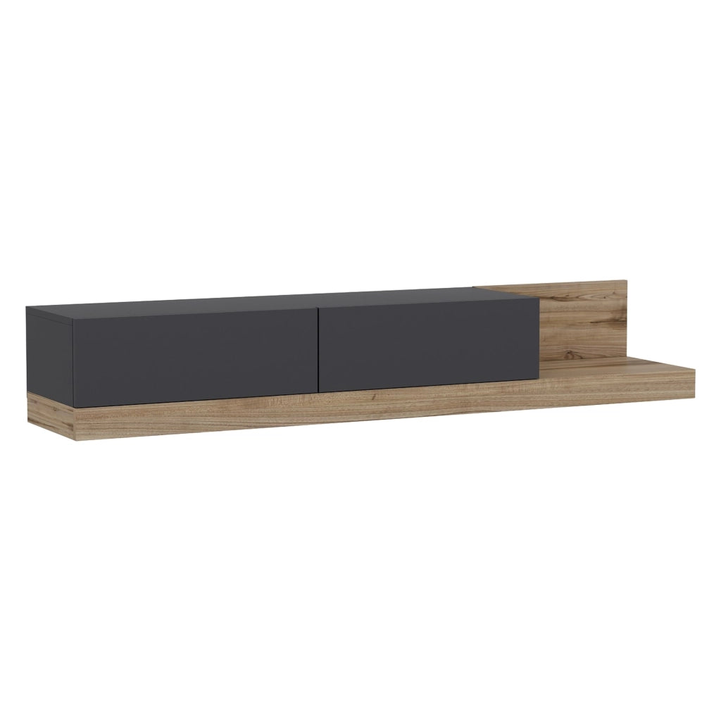 Cajetani, Mobile Porta tv 2 Ante, 180x37x30h cm Nero Antracite