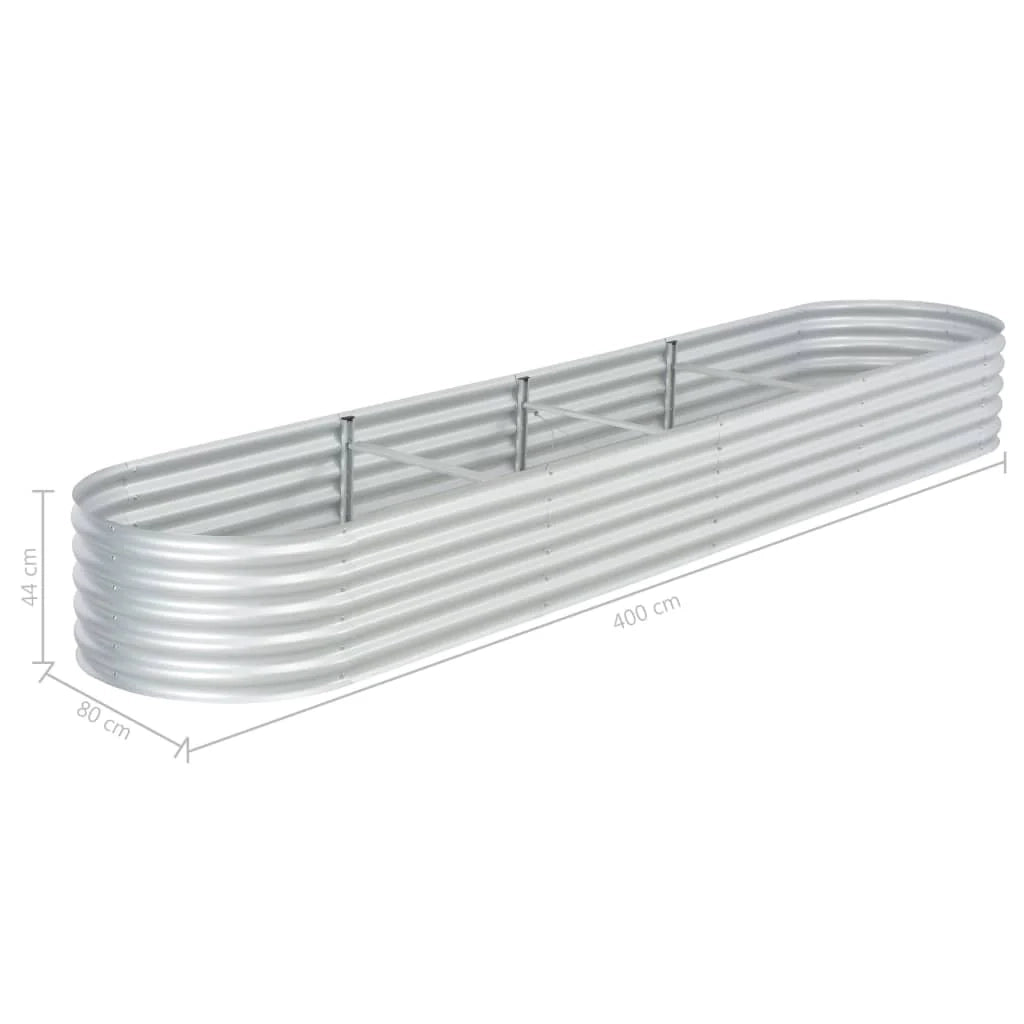 Fioriera rialzata piante fiori giardino 400 x 80 x 44 cm acciaio zincato argento 02_0001050