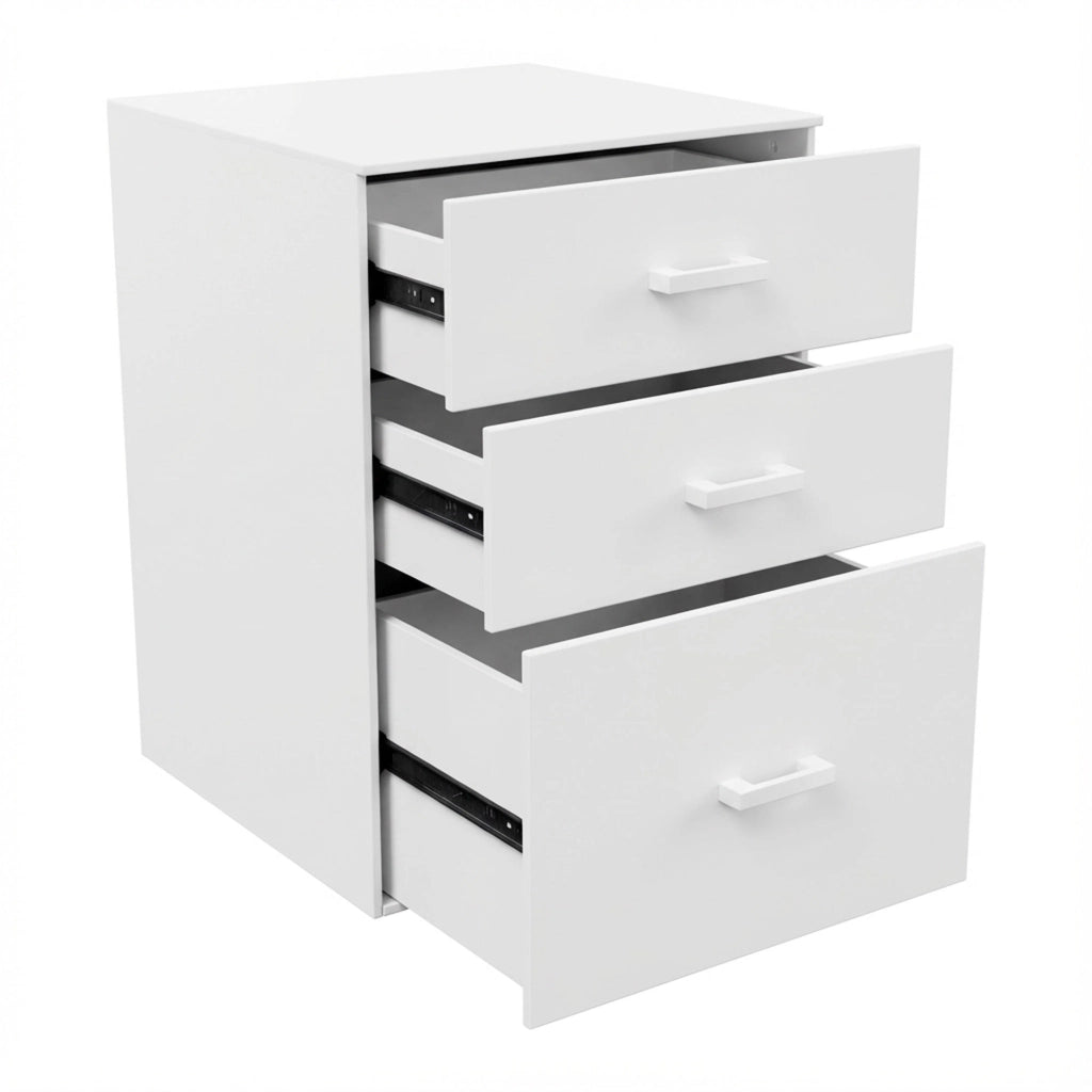 Lyra - Cassettiera Porta Stampante 3 Cassetti Mobiletto da Ufficio con Ruote in Legno MDF Bianco